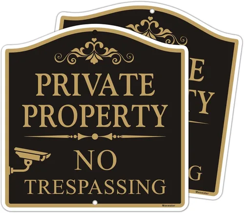 Vista 8 de Gran señal de propiedad privada de no trespassing, paquete de 2 de 12" x 18" sin solicitar, señales de videovigilancia de 24 horas para patio