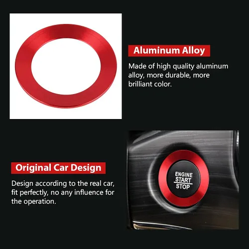 Vista 3 de LECART Anillo de cubierta de botón de arranque para Jeep Cherokee/Grand Cherokee 2014-2024, accesorios de automóvil, decoración interior roja