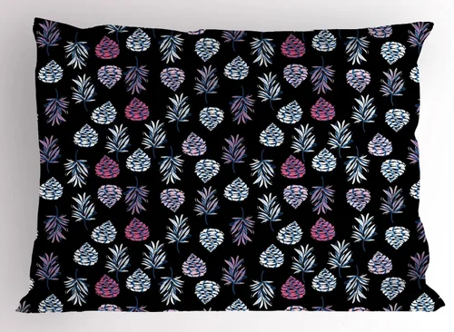 Vista 17 de Lunarable Oriental Pillow Sham Set of 2, Abundance Prosperity New Year Pomegranate Leaves Flower Ornaments, Quality Microfiber Bedding Item for All