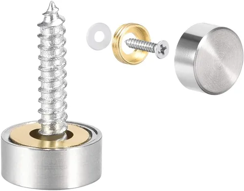 uxcell Tornillos de espejo tapas decorativas cubierta clavos acero inoxidable cepillado 0.472 in 8pcs