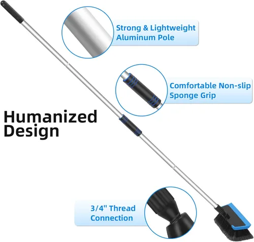 Vista 8 de Wontolf Cepillo de lavado de automóvil de 65 pulgadas con mango largo de microfibra para lavado de autos, kit de limpieza para detalles, cepillo