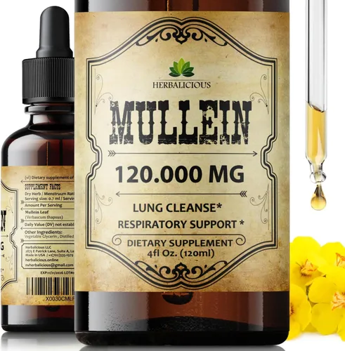 Vista 9 de HERBALICIOUS Gotas de gordolobo para pulmones – Suplemento orgánico de limpieza pulmonar con extracto de hoja de gordolobo (Verbascum Thapsus)