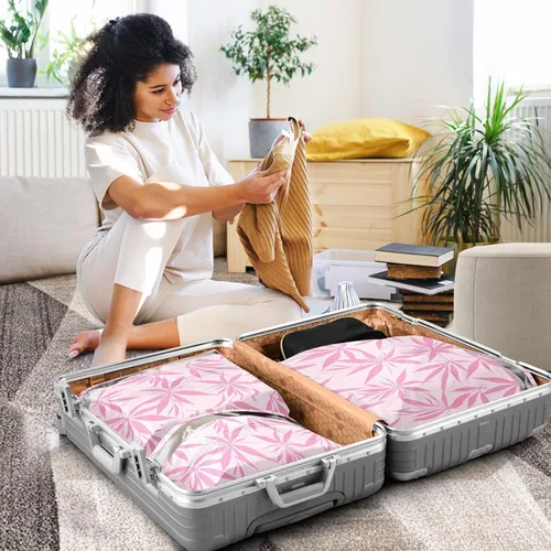 Vista 5 de Maple Leaf Pink 3 Piecing Packing Travel Bag Portable Storage Bags For Travel Storage Bags For Clothes Clothing Organizer