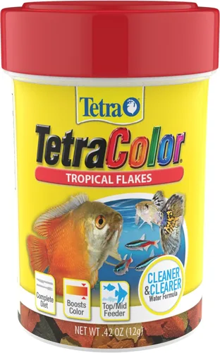 Vista 13 de TetraColor Tropical Flakes, Alimento para Peces que Potencia el Color, Dieta Nutricionalmente Equilibrada para Peces Tropicales, 2.82 oz