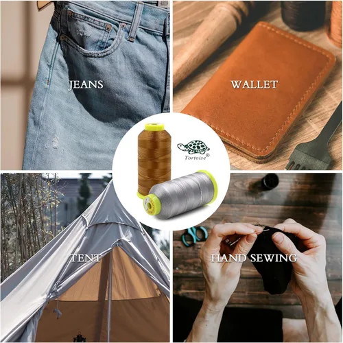 Vista 5 de Tortoise 3 conos de hilo resistente de 2000 yardas cada carrete resistente a los rayos UV de alta resistencia hilo # 69 T70 tamaño 210D/3 para Básico