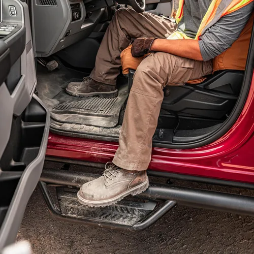Vista 5 de RealTruck Podium LG Steps para Jeep Gladiator JT Rueda a rueda, acero inoxidable, negro texturizado HPJ1980T-TX Compatible con Jeep Gladiator