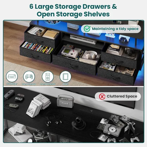 Vista 4 de BTHFST Soporte de TV con soporte para televisores de 32/55/65/70 pulgadas, soporte de TV LED de 51.2 pulgadas con tomas de corriente