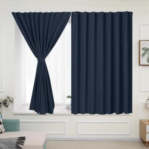 Vista 30 de Muamar Cortinas opacas sin taladro, paneles de cortina para ventana fáciles de instalar, juegos de 2 paneles de cortinas portátiles para dormitorio