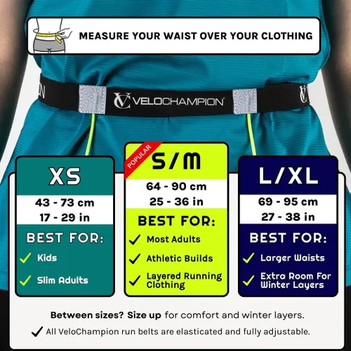 Vista 8 de VeloChampion Cinturón Riñonera para Correr – Ajuste Elástico Extensible para Triatlón, Maratón, Ciclismo y Portador de Número de Carrera, Negro