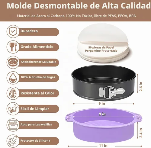 Vista 5 de Springform Pan 9 Inch Nonstick Cheesecake Pan with Protector