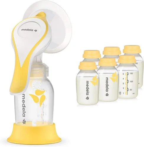Vista 8 de Medela Juego de extractor de leche manual – Paquete de par perfecto, incluye extractor de leche manual Harmony y protectores de mama PersonalFit
