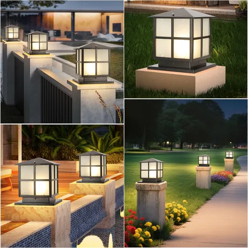 Vista 5 de SLAWA Luces de poste para exteriores, modernas luces de columna para entrada al aire libre con carcasa de aluminio, luces de pilar de patio al aire