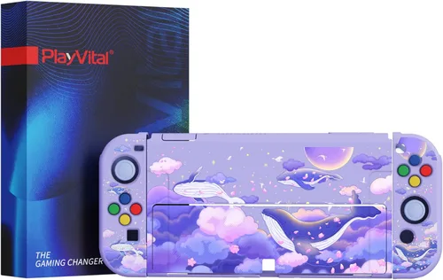 Vista 9 de PlayVital ZealProtect - Funda protectora suave para Nintendo Switch OLED, protector flexible Joycon Grip Cover para Nintendo Switch OLED