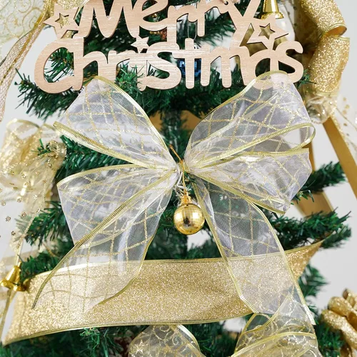 Vista 6 de MEEDEE - Cintas blancas y doradas para árbol de Navidad de 2.5 pulgadas, 6 rollos, 36 yardas, cintas doradas para decoración de árbol de Navidad