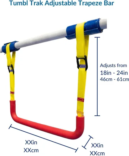 Vista 2 de Tumbl Trak Barra de trapecio ajustable, barra de columpio para interiores para niños, barra de columpio, accesorios de trapecio ninja, juego