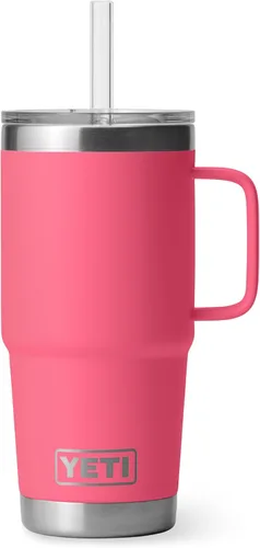 Vista 86 de YETI Rambler - Vaso de 25 onzas con asa y tapa con popote, vaso de viaje para agua, vaso aislado al vacío con asa, acero inoxidable, apicultor