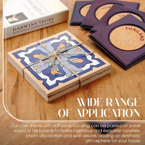 Vista 6 de Chunful 60 piezas de cuadrados de corcho autoadhesivos de 6 x 6 pulgadas, hojas de corcho para posavasos, azulejos de cerámica, alfombras, mini