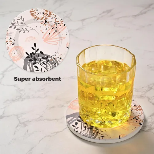 Vista 5 de Juego de 4 posavasos de escritorio estéticos de cerámica para mujer, diseño floral de primavera