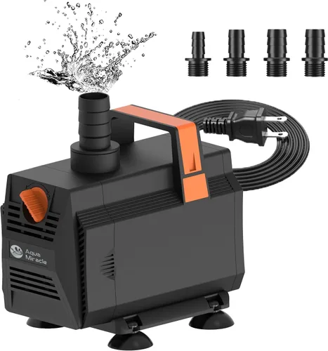 AquaMiracle Bombas de agua para acuario de 600 GPH (2270L/H, 35 W), bomba de agua sumergible con control de flujo para fuente, cascada, estatua,