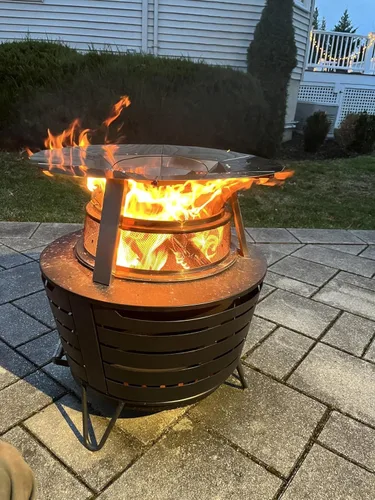 Vista 6 de Deflector de Calor para Solo Stove Bonfire 19.5", Difusor de Calor Portátil de Acero Inoxidable 304 con Mango y Accesorio de Pata para Hoguera que