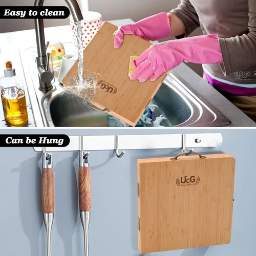 Vista 8 de UTCG Regalos de Tabla de Charcutería para Mujeres: Tabla de Queso Plegable de Bambú con Juego de Cuchillos - Regalo Único de Intercambio de Regalos