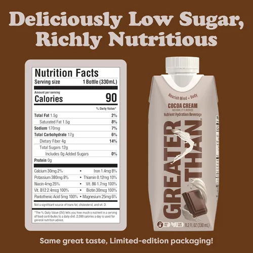 Vista 2 de Bebida de Hidratación con Nutrientes Greater Than, Bebida Electrolítica para la Salud Intestinal y Energía con Agua de Coco, Vitaminas, Sin Gluten