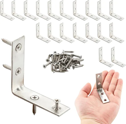 Vista 8 de HOME MASTER HARDWARE Juego de soportes de esquina en L, soporte de ángulo recto de 1-1/2 pulgadas, soportes de metal en L para estantes, marco