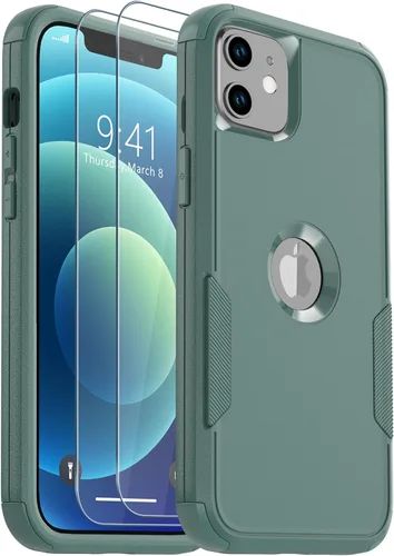 Vista 10 de Funda para iPhone 12, 2 protectores de pantalla de vidrio templado, 10 pies a prueba de caídas, antideslizante, a prueba de golpes, para iPhone 12