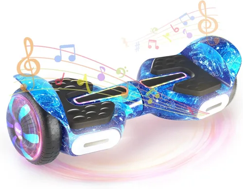 SIMATE 6.5" Scooter, Bluetooth Music Speaker and LED Light, Top 8.5mph & 8.5 Miles Range Power by Dual 250W Motor, Gifts for Kids Adults Boys, for