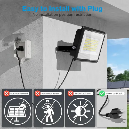 Vista 2 de Olafus Paquete de 2 luces LED de 90 W para exteriores, 9000 lm superbrillantes, luces de trabajo LED enchufables, 6500 K IP66 impermeable