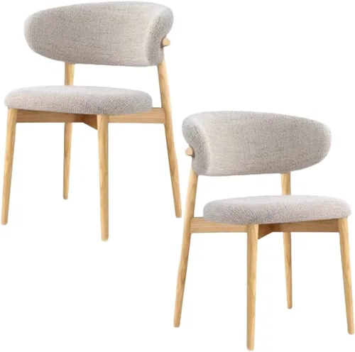 Vista 31 de YVYKFZD Juego de sillas de comedor, sillas de cocina de madera maciza, silla de comedor tapizada con respaldo curvo, silla de sala de estar sin Gris