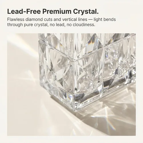 Vista 3 de Clear Crystal Flower Vase Heavyweight Glass Centerpiece Modern Rectangular Decorative Vases for Living Room Minimalist Home Decor Securely Packaged