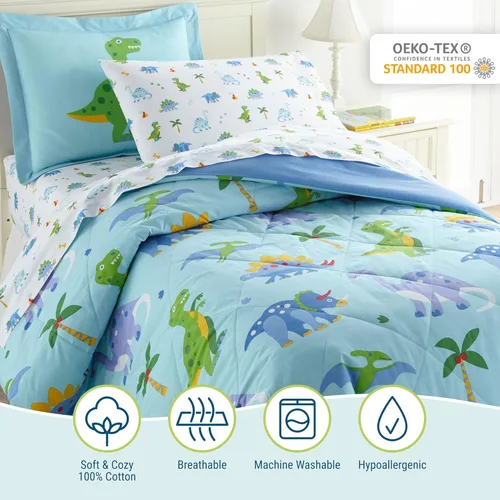 Vista 3 de Wildkin 100% Algodón 5 Piezas Cama Individual Bed-in-A-Bag, Incluye Edredón