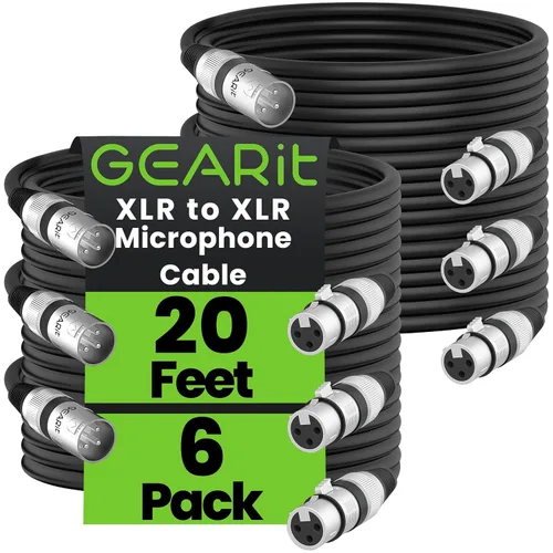 Vista 10 de GEARit XLR - Cable de micrófono macho a hembra (1 pie, paquete de 2) mezclador blindado equilibrado de 3 pines, estudio de grabación, podcast