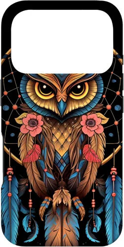 Vista 30 de Funda para iPhone 16 Owl Dreamcatcher Indio Nativo Americano Plumas Tribal Arts