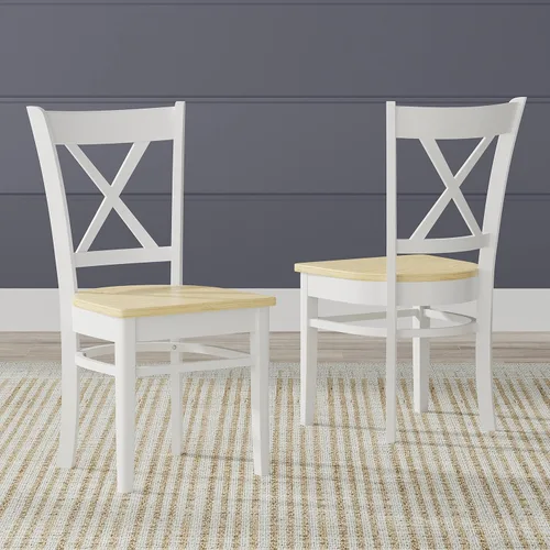 Vista 5 de Glenwillow Home Sillas de comedor de madera maciza con respaldo cruzado en nogal oscuro (juego de 2)