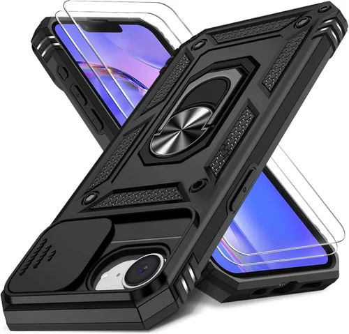 Vista 74 de Funda HakkTaoo para iPhone 13/iPhone 14 de 6.1 Pulgadas con Funda Deslizante para Cámara + Protector de Pantalla (2 Paquetes), Funda Protectora a