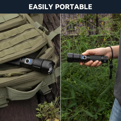 Vista 9 de Linternas Recargables de Alto Lúmenes 3 Paquetes, 99,000 Lúmenes Linterna LED Súper Brillante con 5 Modos Linterna LED Ajustable, Linterna de Alta