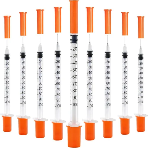 Vista 9 de Paquete de 40 jeringas desechables U-100 de 0.0 fl oz/cc, 30G 5/16 pulgadas (0.315 in), envueltas individualmente para precisión, higiene y uso
