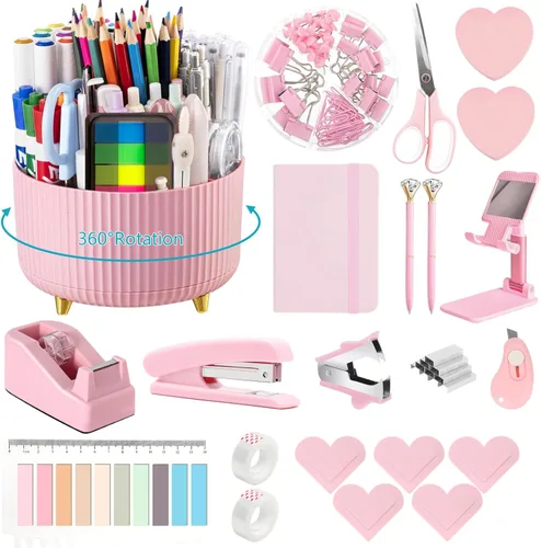 Vista 18 de Suministros de oficina, accesorios de escritorio, soporte de cinta, grapadora, tijera, removedor de grapas, caja de clips para carpeta, grapas