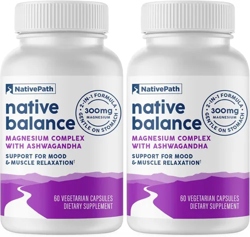 Vista 10 de NativePath Native Balance Suplemento de magnesio con Ashwagandha - Fórmula de Aquamina de alta absorción de origen oceánico - 60 cápsulas