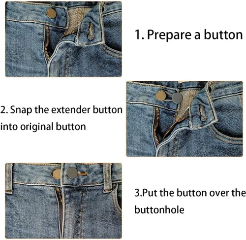 Vista 4 de 12 extensores de botón para jeans, extensor de cintura para jeans, extensor de botón, extensores de botón para pantalones para hombres, extensor