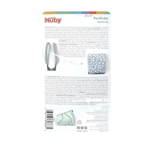 Vista 11 de Nuby Pacifinder Clip para chupete de bebé (paquete de 24) - Clip para chupete con práctico gancho - Puntos azules y dinosaurio verde