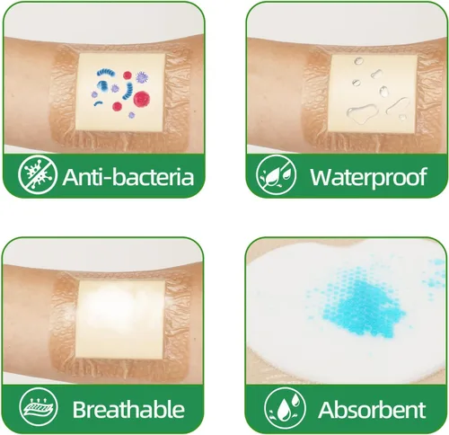 Vista 6 de Jointown Apósito de espuma para el cuidado de heridas, vendaje adhesivo de espuma de silicona con borde, vendajes impermeables para úlceras de cama