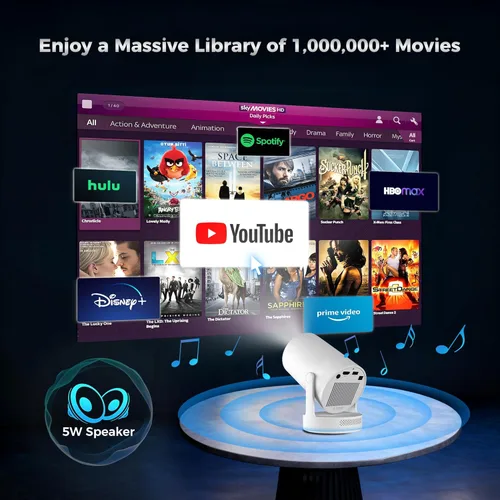 Vista 2 de Electric Focus WellSonic Mini proyector con WiFi y Bluetooth, proyector portátil de 260 Ansi con altavoz de 5 W, Keystone vertical automático y 180