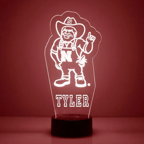 Vista 16 de Espejo Magic Gifts - Lámpara de luz nocturna personalizada con letrero LED de la Universidad Estatal de Boise (BSU) Buster Bronco Mascot con control