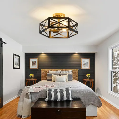 Vista 6 de XSDeTu Lámpara de Techo de Montaje Empotrado Moderna, 3 Luces Negras y Oro Accesorios de Luz de Pasillo para Montaje en Techo, Lámpara de Techo