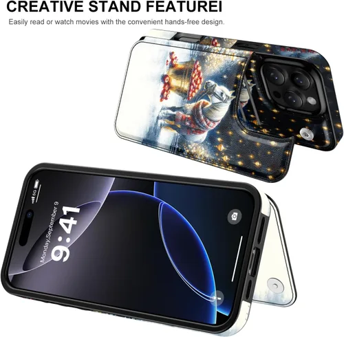 Vista 603 de LETO para iPhone 15 Pro Funda tipo cartera - Tapa tipo folio con patada - Diseños de moda - Tarjetero - Funda protectora para mujeres y niñas - 6.1