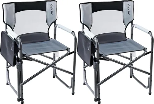 Vista 15 de Portal Folding Director Chair with 2-Way Rotating Side Table, Heavy Duty 300 lb Camping Chair with Swivel Tray & Cup Holder, Ergonomic Mesh Back