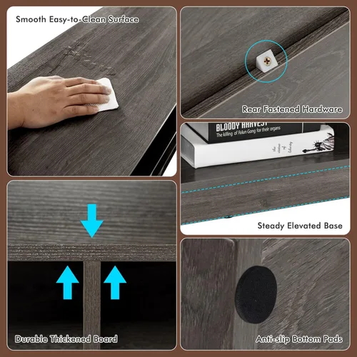 Vista 16 de Giantex Estantería de madera de 8 cubos, estantería independiente abierta de 3 niveles, estante de exhibición multiusos para sala de estar